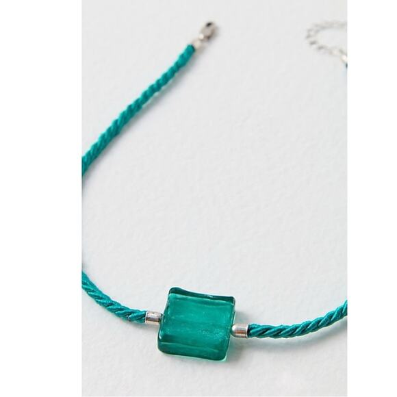 Free People Sunshine Express Choker Teal NWT Glass Bohemian Necklace Layering - Picture 3 of 11